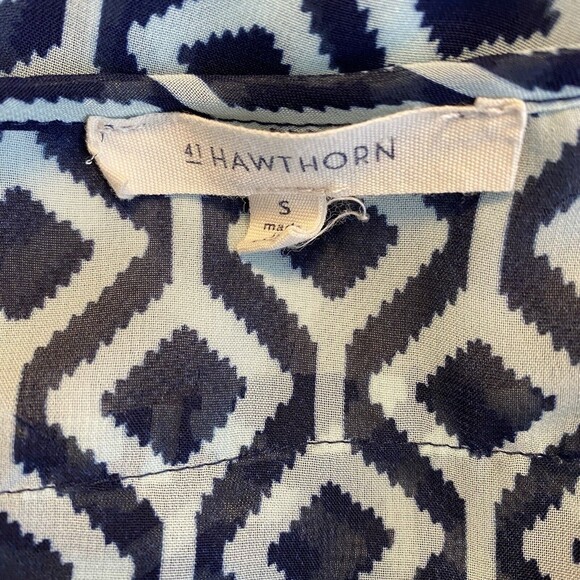 41 Hawthorn Geometric Print Blouse Copper Stud Accents Short Sleeve Size Small - Picture 6 of 8
